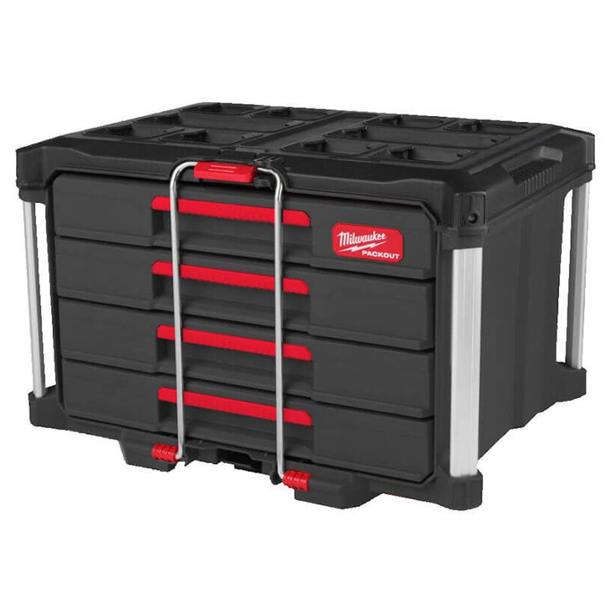 Milwaukee Packout Compatible Small Nesting Bins – 2-Pack, Red/Black Tool Storage With Organizer Tray